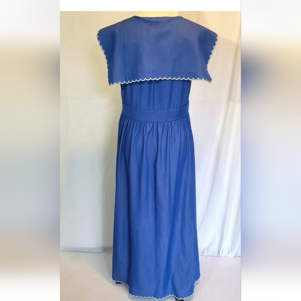 New Tuckernuck Chambray Blue Embroidered Davis Midi Dress Small - Picture 7 of 7